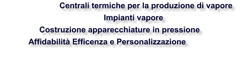 Centrali termiche per la produzione di vapore                                                       Impianti vapore                  Costruzione apparecchiature in pressione                 Affidabilit Efficenza e Personalizzazione